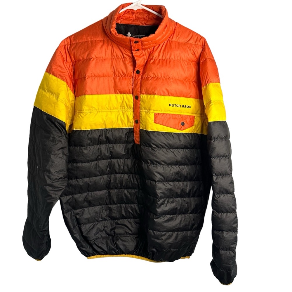 Dutch Bros VINTAGE Pullover MEDIUM+ XL Orange/Yellow/Black